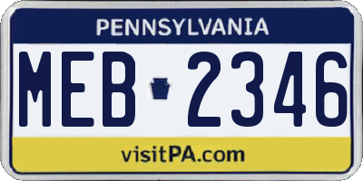 PA license plate MEB2346