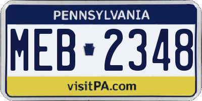 PA license plate MEB2348