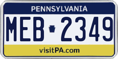 PA license plate MEB2349