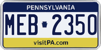 PA license plate MEB2350