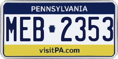 PA license plate MEB2353