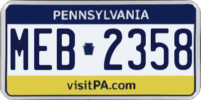 PA license plate MEB2358
