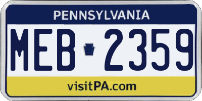 PA license plate MEB2359