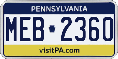 PA license plate MEB2360