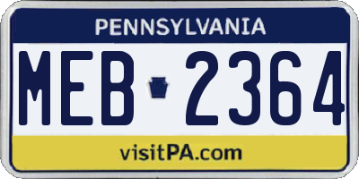 PA license plate MEB2364