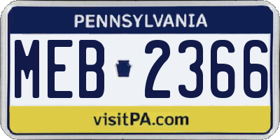 PA license plate MEB2366