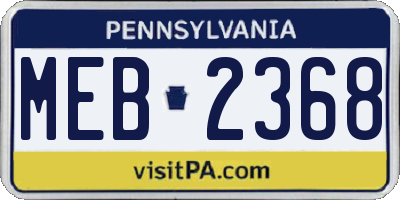 PA license plate MEB2368