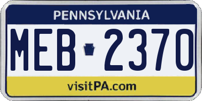 PA license plate MEB2370