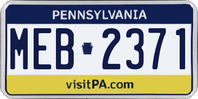 PA license plate MEB2371