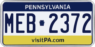 PA license plate MEB2372