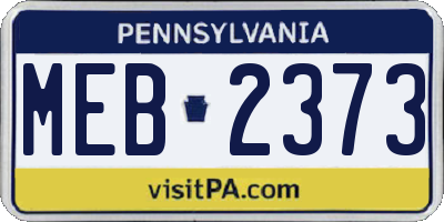 PA license plate MEB2373