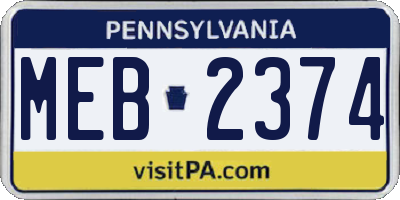 PA license plate MEB2374