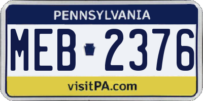 PA license plate MEB2376