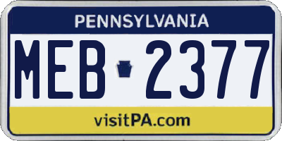 PA license plate MEB2377
