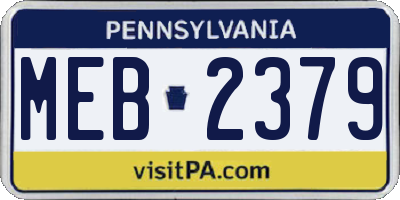 PA license plate MEB2379