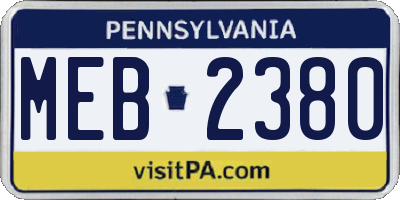 PA license plate MEB2380