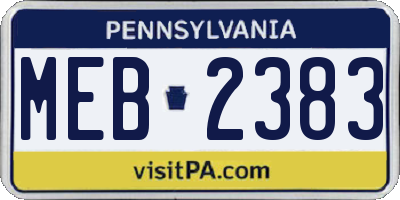 PA license plate MEB2383