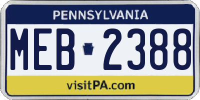 PA license plate MEB2388