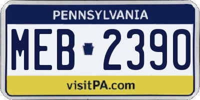 PA license plate MEB2390
