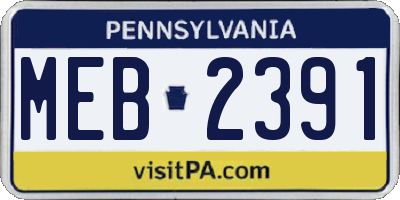 PA license plate MEB2391