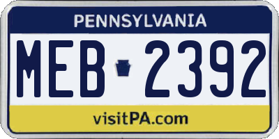 PA license plate MEB2392