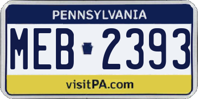 PA license plate MEB2393