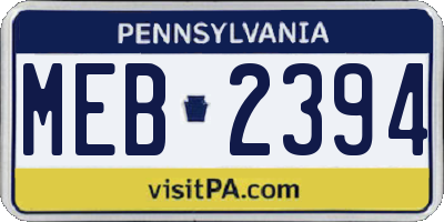 PA license plate MEB2394