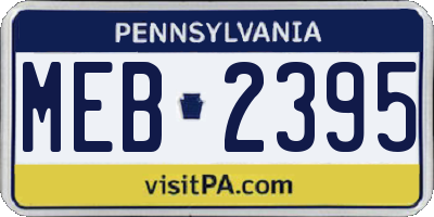 PA license plate MEB2395