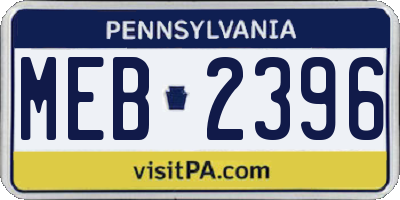 PA license plate MEB2396