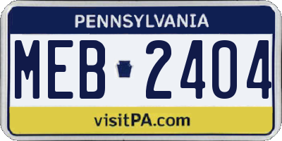 PA license plate MEB2404