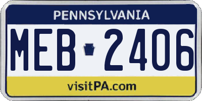 PA license plate MEB2406