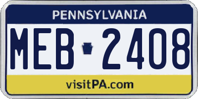 PA license plate MEB2408