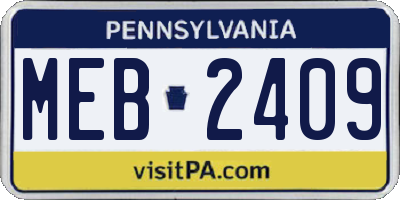 PA license plate MEB2409