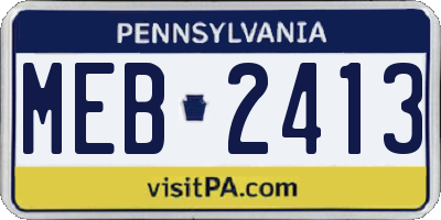 PA license plate MEB2413