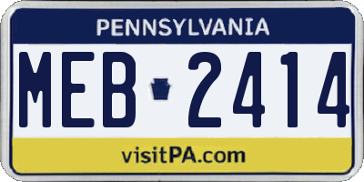 PA license plate MEB2414