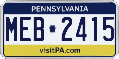 PA license plate MEB2415