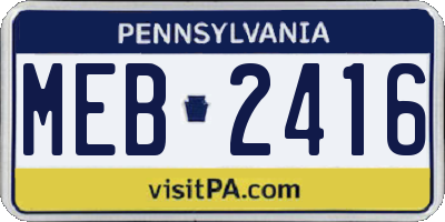 PA license plate MEB2416