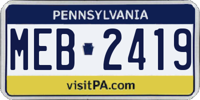 PA license plate MEB2419