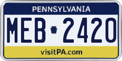 PA license plate MEB2420