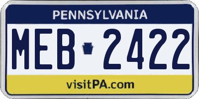 PA license plate MEB2422
