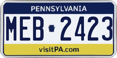 PA license plate MEB2423