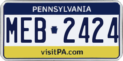PA license plate MEB2424