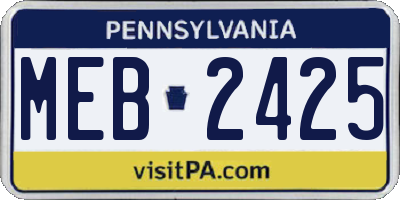 PA license plate MEB2425