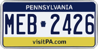PA license plate MEB2426