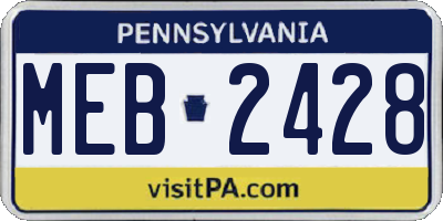 PA license plate MEB2428