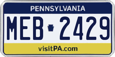 PA license plate MEB2429