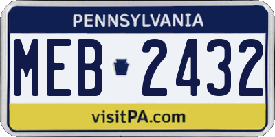 PA license plate MEB2432