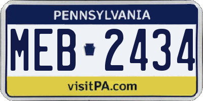 PA license plate MEB2434