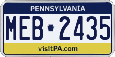 PA license plate MEB2435