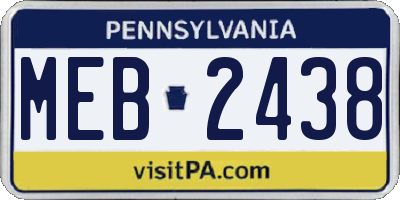 PA license plate MEB2438
